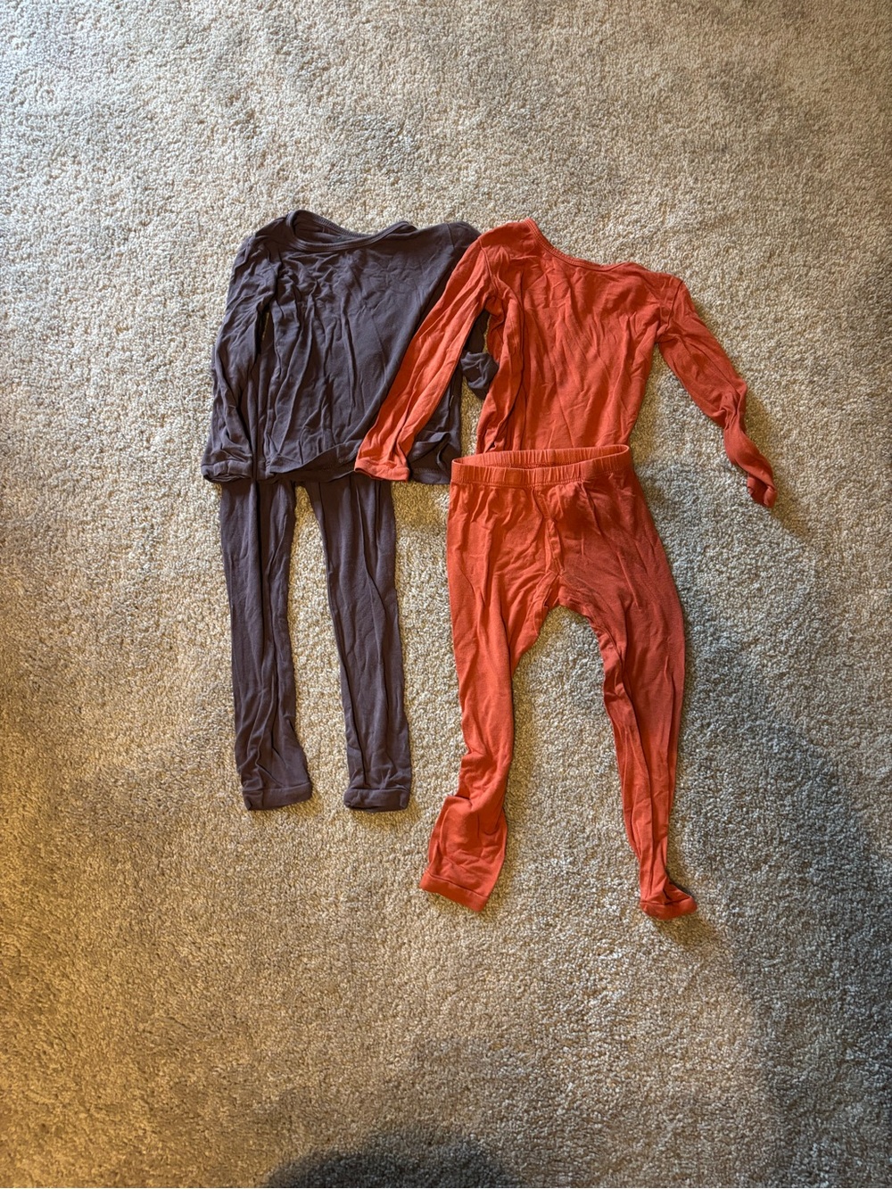 Kyte BABY Kids Long-Sleeve Pajama Sets in Brown and Red-Orange